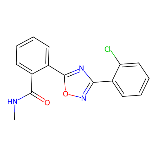 2-[3-(2-chlorophenyl)-1,2,4-oxadiazol-5-yl]-N-methylbenzamide structure