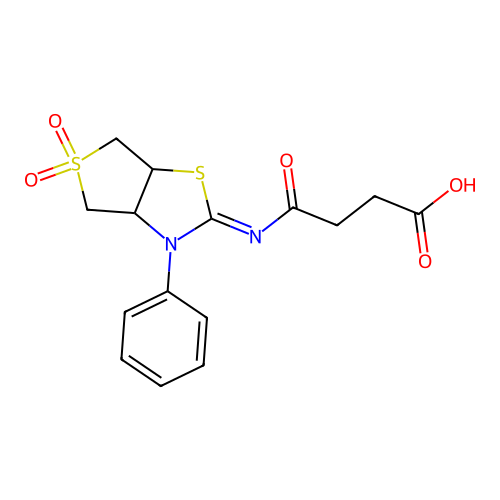 4-{[(2Z)-5,5-dioxido-3-phenyltetrahydrothieno[3,4-d][1,3]thiazol-2(3H)-ylidene]amino}-4-oxobutanoic acid structure