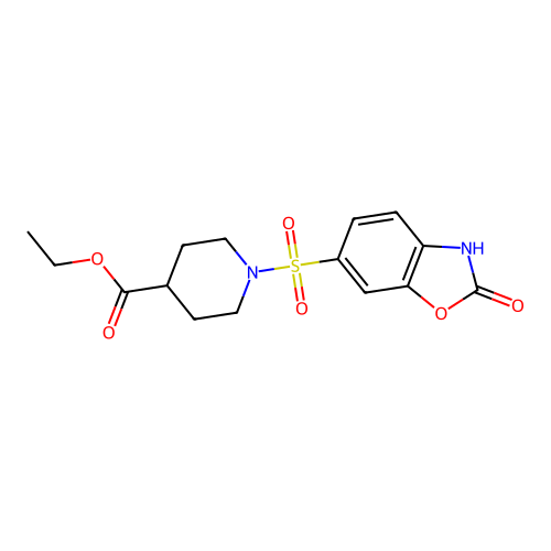 Ethyl 1-((2-oxo-2,3-dihydrobenzo[d]oxazol-6-yl)sulfonyl)piperidine-4-carboxylate structure