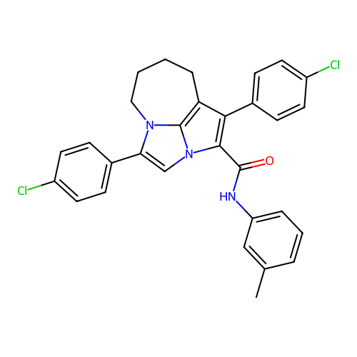 1,4-bis(4-chlorophenyl)-N-(3-methylphenyl)-5,6,7,8-tetrahydro-2a,4a-diazacyclopenta[cd]azulene-2-carboxamide structure