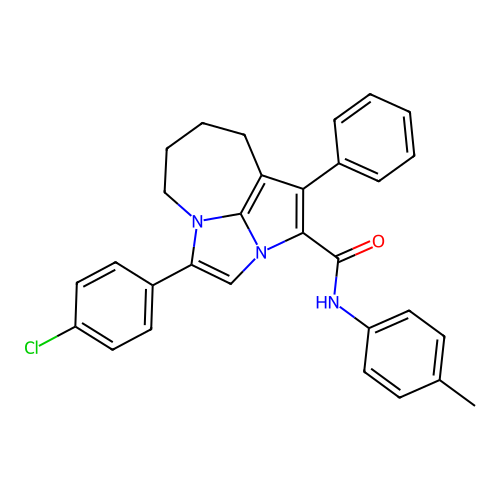 4-(4-chlorophenyl)-1-phenyl-N-(p-tolyl)-5,6,7,8-tetrahydro-2a,4a-diazacyclopenta[cd]azulene-2-carboxamide structure