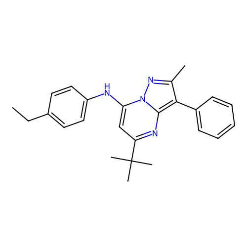 5-tert-butyl-N-(4-ethylphenyl)-2-methyl-3-phenylpyrazolo[1,5-a]pyrimidin-7-amine structure