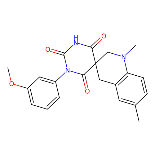 1-(3-methoxyphenyl)-1',6'-dimethyl-2',4'-dihydro-1H,1'H-spiro[pyrimidine-5,3'-quinoline]-2,4,6(3H)-trione structure