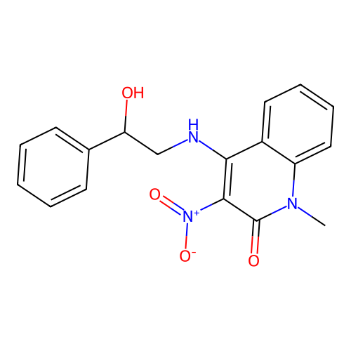 4-((2-hydroxy-2-phenylethyl)amino)-1-methyl-3-nitroquinolin-2(1H)-one structure