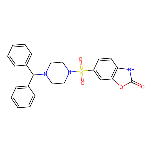 6-((4-benzhydrylpiperazin-1-yl)sulfonyl)benzo[d]oxazol-2(3H)-one structure
