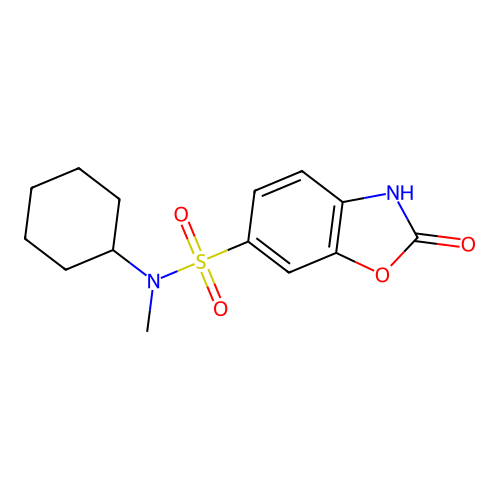 N-cyclohexyl-N-methyl-2-oxo-2,3-dihydrobenzo[d]oxazole-6-sulfonamide structure
