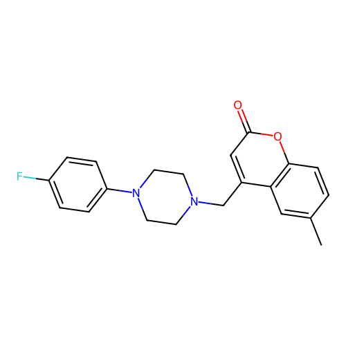 4-((4-(4-fluorophenyl)piperazin-1-yl)methyl)-6-methyl-2H-chromen-2-one structure