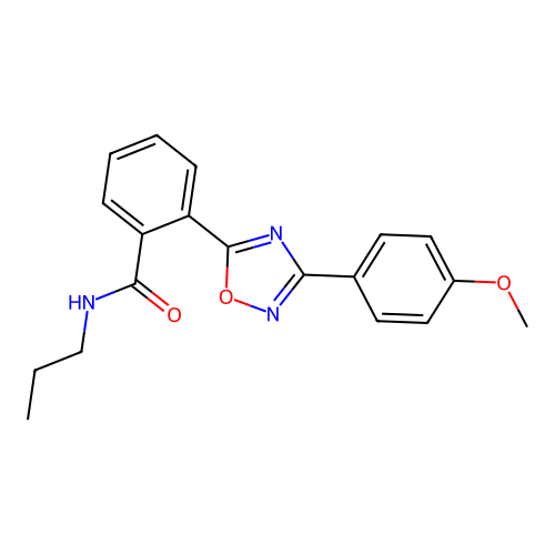 2-[3-(4-methoxyphenyl)-1,2,4-oxadiazol-5-yl]-N-propylbenzamide structure