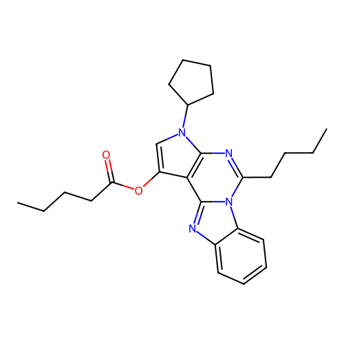 5-butyl-3-cyclopentyl-3H-benzo[4,5]imidazo[1,2-c]pyrrolo[3,2-e]pyrimidin-1-yl pentanoate structure