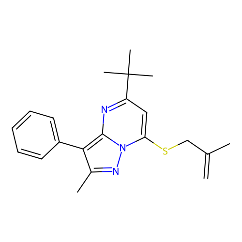5-tert-butyl-2-methyl-7-[(2-methylprop-2-en-1-yl)sulfanyl]-3-phenylpyrazolo[1,5-a]pyrimidine structure