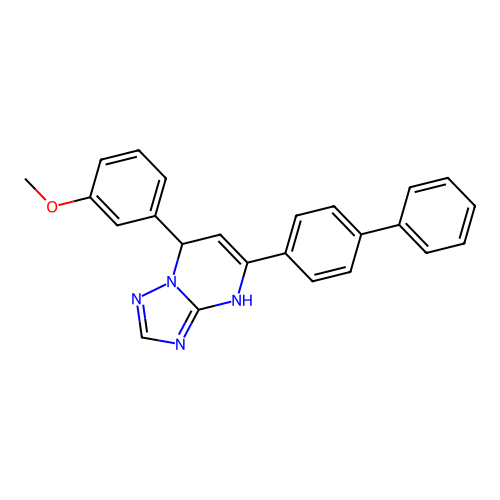 5-(biphenyl-4-yl)-7-(3-methoxyphenyl)-4,7-dihydro[1,2,4]triazolo[1,5-a]pyrimidine structure