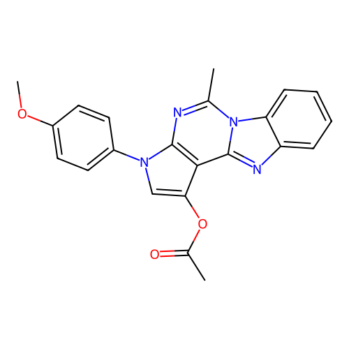 3-(4-methoxyphenyl)-5-methyl-3H-pyrrolo[2',3':4,5]pyrimido[1,6-a]benzimidazol-1-yl acetate structure