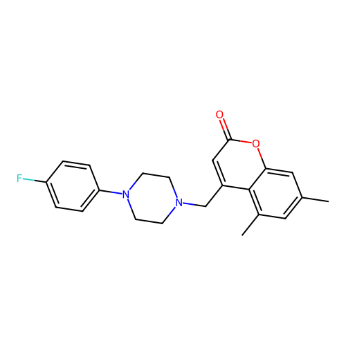 4-{[4-(4-fluorophenyl)piperazin-1-yl]methyl}-5,7-dimethyl-2H-chromen-2-one structure