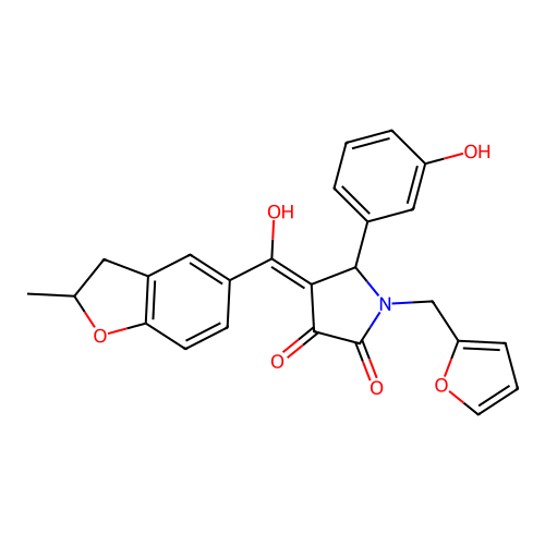 1-(furan-2-ylmethyl)-4-[hydroxy-(2-methyl-2,3-dihydro-1-benzofuran-5-yl)methylidene]-5-(3-hydroxyphenyl)pyrrolidine-2,3-dione structure