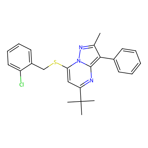 5-tert-butyl-7-[(2-chlorobenzyl)sulfanyl]-2-methyl-3-phenylpyrazolo[1,5-a]pyrimidine structure