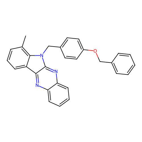 6-(4-(benzyloxy)benzyl)-7-methyl-6H-indolo[2,3-b]quinoxaline structure