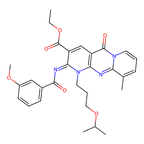 (Z)-ethyl 1-(3-isopropoxypropyl)-2-((3-methoxybenzoyl)imino)-10-methyl-5-oxo-2,5-dihydro-1H-dipyrido[1,2-a:2',3'-d]pyrimidine-3-carboxylate structure