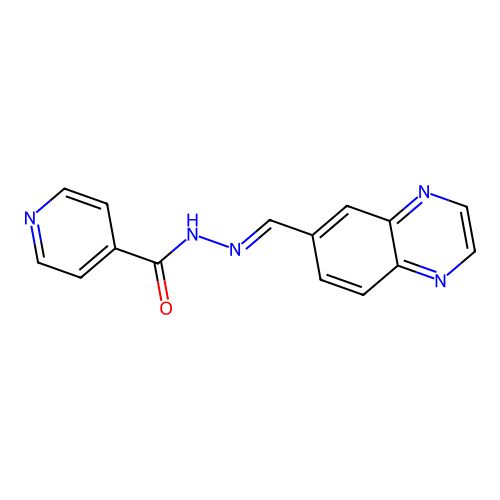 N'-[(E)-quinoxalin-6-ylmethylidene]pyridine-4-carbohydrazide structure
