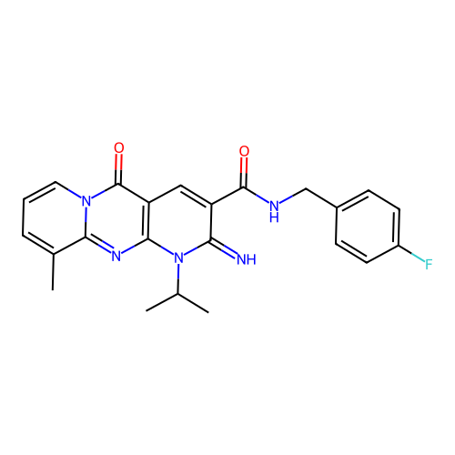 N~3~-(4-fluorobenzyl)-2-imino-1-isopropyl-10-methyl-5-oxo-1,5-dihydro-2H-dipyrido[1,2-a:2,3-d]pyrimidine-3-carboxamide structure