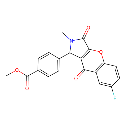 methyl 4-(7-fluoro-2-methyl-3,9-dioxo-1,2,3,9-tetrahydrochromeno[2,3-c]pyrrol-1-yl)benzoate structure
