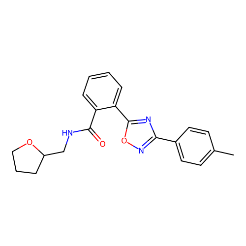 2-[3-(4-methylphenyl)-1,2,4-oxadiazol-5-yl]-N-(oxolan-2-ylmethyl)benzamide structure