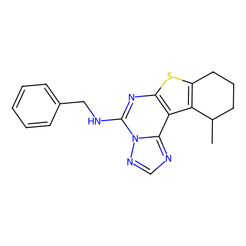 N-benzyl-11-methyl-8,9,10,11-tetrahydro[1]benzothieno[3,2-e][1,2,4]triazolo[1,5-c]pyrimidin-5-amine structure