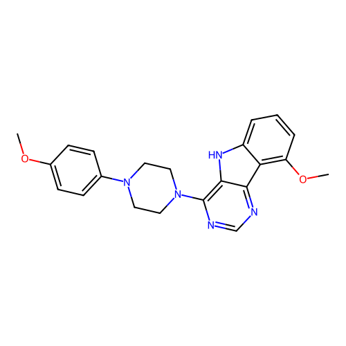 9-methoxy-4-[4-(4-methoxyphenyl)piperazin-1-yl]-5H-pyrimido[5,4-b]indole structure