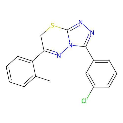 3-(3-chlorophenyl)-6-(2-methylphenyl)-7H-[1,2,4]triazolo[3,4-b][1,3,4]thiadiazine structure