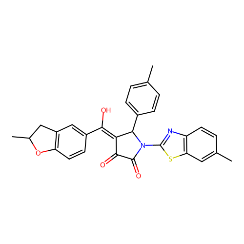 (4E)-4-[hydroxy(2-methyl-2,3-dihydro-1-benzofuran-5-yl)methylidene]-1-(6-methyl-1,3-benzothiazol-2-yl)-5-(4-methylphenyl)pyrrolidine-2,3-dione structure