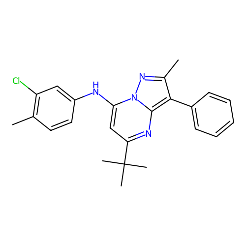 5-tert-butyl-N-(3-chloro-4-methylphenyl)-2-methyl-3-phenylpyrazolo[1,5-a]pyrimidin-7-amine structure