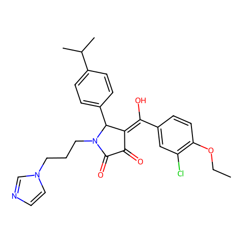 (4E)-4-[(3-chloro-4-ethoxyphenyl)-hydroxymethylidene]-1-(3-imidazol-1-ylpropyl)-5-(4-propan-2-ylphenyl)pyrrolidine-2,3-dione structure