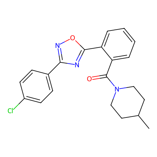 (2-(3-(4-chlorophenyl)-1,2,4-oxadiazol-5-yl)phenyl)(4-methylpiperidin-1-yl)methanone structure