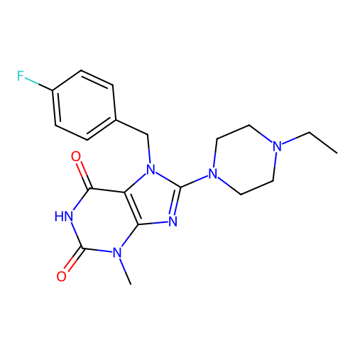 8-(4-ethylpiperazin-1-yl)-7-(4-fluorobenzyl)-3-methyl-1H-purine-2,6(3H,7H)-dione structure