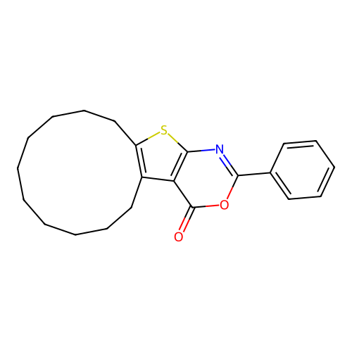 2-phenyl-5,6,7,8,9,10,11,12,13,14-decahydro-4H-cyclododeca[4,5]thieno[2,3-d][1,3]oxazin-4-one structure