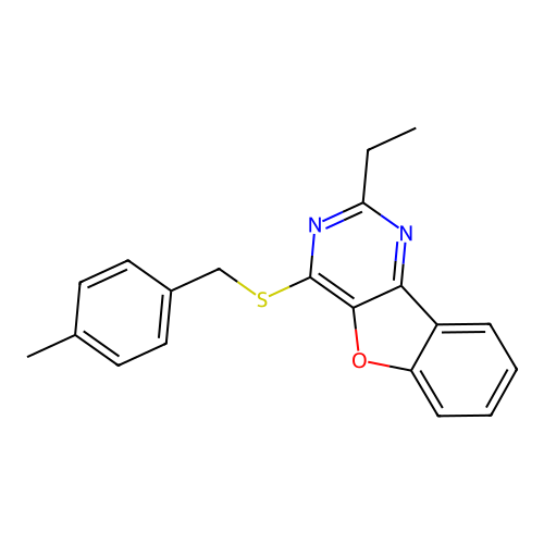2-Ethyl-4-[(4-methylbenzyl)sulfanyl][1]benzofuro[3,2-d]pyrimidine structure