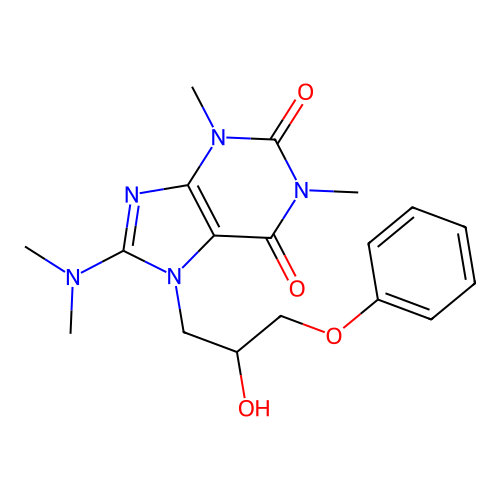 8-(Dimethylamino)-7-(2-hydroxy-3-phenoxypropyl)-1,3-dimethylpurine-2,6-dione structure