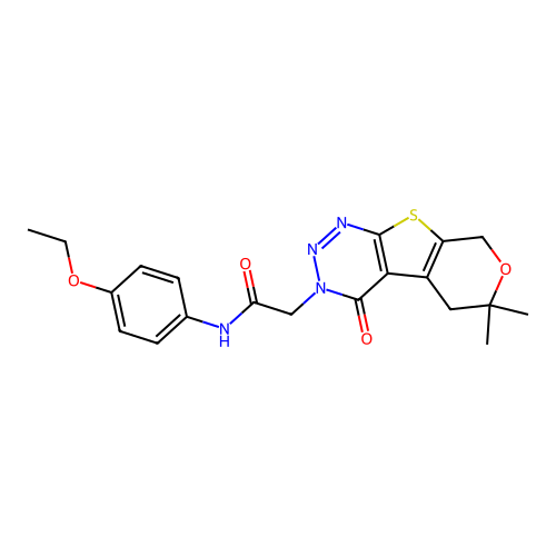 2-(6,6-dimethyl-4-oxo-4,5,6,8-tetrahydro-3H-pyrano[4',3':4,5]thieno[2,3-d][1,2,3]triazin-3-yl)-N-(4-ethoxyphenyl)acetamide structure