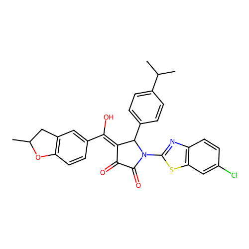 (4E)-1-(6-chloro-1,3-benzothiazol-2-yl)-4-[hydroxy(2-methyl-2,3-dihydro-1-benzofuran-5-yl)methylidene]-5-[4-(propan-2-yl)phenyl]pyrrolidine-2,3-dione structure