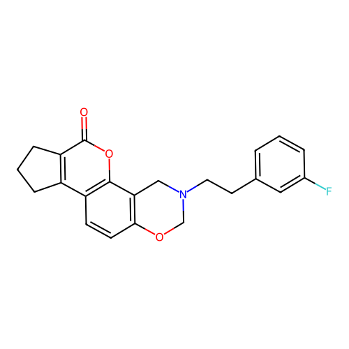 3-(3-fluorophenethyl)-3,4,8,9-tetrahydro-2H-cyclopenta[3,4]chromeno[8,7-e][1,3]oxazin-6(7H)-one structure