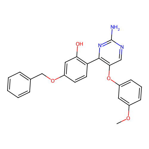 2-(2-Amino-5-(3-methoxyphenoxy)pyrimidin-4-yl)-5-(benzyloxy)phenol structure