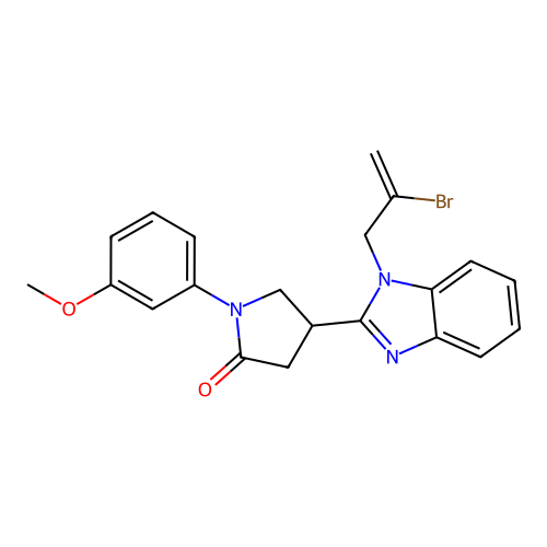 4-[1-(2-bromoprop-2-en-1-yl)-1H-benzimidazol-2-yl]-1-(3-methoxyphenyl)pyrrolidin-2-one structure