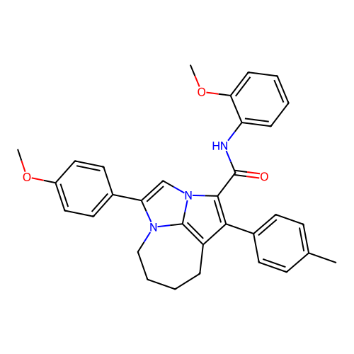 N-(2-methoxyphenyl)-4-(4-methoxyphenyl)-1-(4-methylphenyl)-5,6,7,8-tetrahydro-2a,4a-diazacyclopenta[cd]azulene-2-carboxamide structure