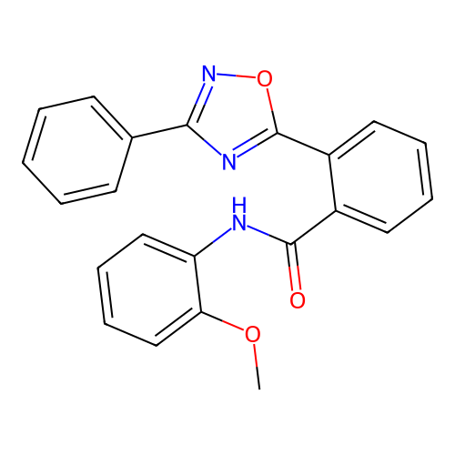 N-(2-methoxyphenyl)-2-(3-phenyl-1,2,4-oxadiazol-5-yl)benzamide structure