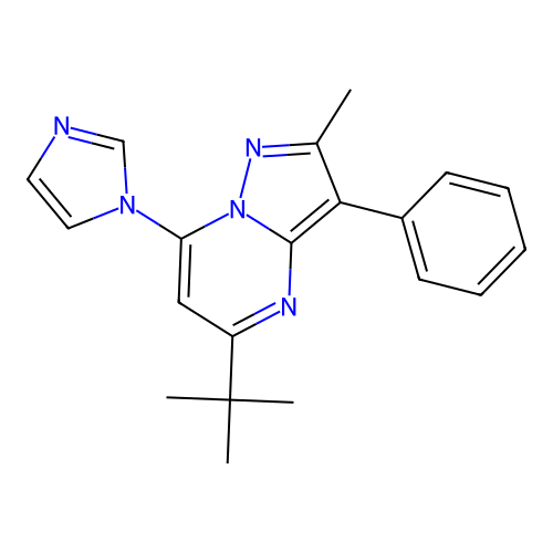 5-(tert-butyl)-7-(1H-imidazol-1-yl)-2-methyl-3-phenylpyrazolo[1,5-a]pyrimidine structure