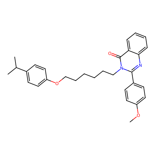 2-(4-methoxyphenyl)-3-{6-[4-(propan-2-yl)phenoxy]hexyl}quinazolin-4(3H)-one structure