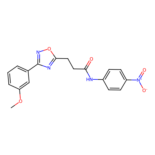 3-[3-(3-methoxyphenyl)-1,2,4-oxadiazol-5-yl]-N-(4-nitrophenyl)propanamide structure