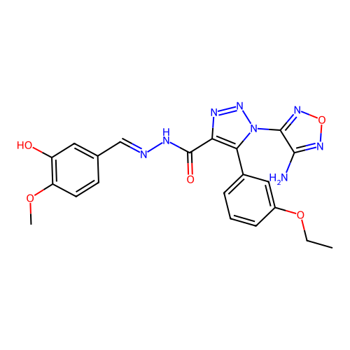 (E)-1-(4-amino-1,2,5-oxadiazol-3-yl)-5-(3-ethoxyphenyl)-N'-(3-hydroxy-4-methoxybenzylidene)-1H-1,2,3-triazole-4-carbohydrazide structure