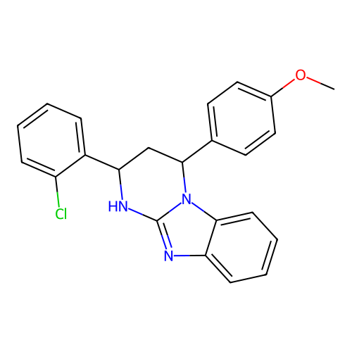 2-(2-chlorophenyl)-4-(4-methoxyphenyl)-1,2,3,4-tetrahydropyrimido[1,2-a]benzimidazole structure
