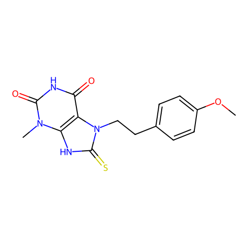 7-[2-(4-methoxyphenyl)ethyl]-3-methyl-8-sulfanylidene-9H-purine-2,6-dione structure
