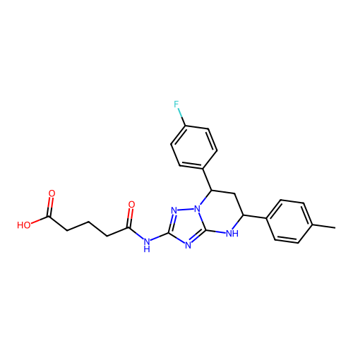 5-((7-(4-fluorophenyl)-5-(p-tolyl)-4,5,6,7-tetrahydro-[1,2,4]triazolo[1,5-a]pyrimidin-2-yl)amino)-5-oxopentanoic acid structure